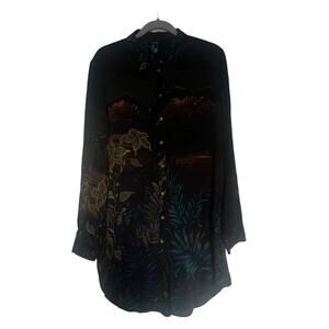 Desigual Long Hawaiian Button Up Blouse Sz L